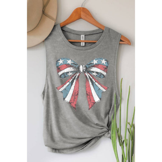 American Flag Ribbon Mineral Graphic Tank Top