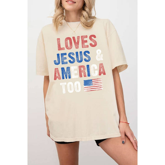 Loves Jesus & America Too Graphic Tee