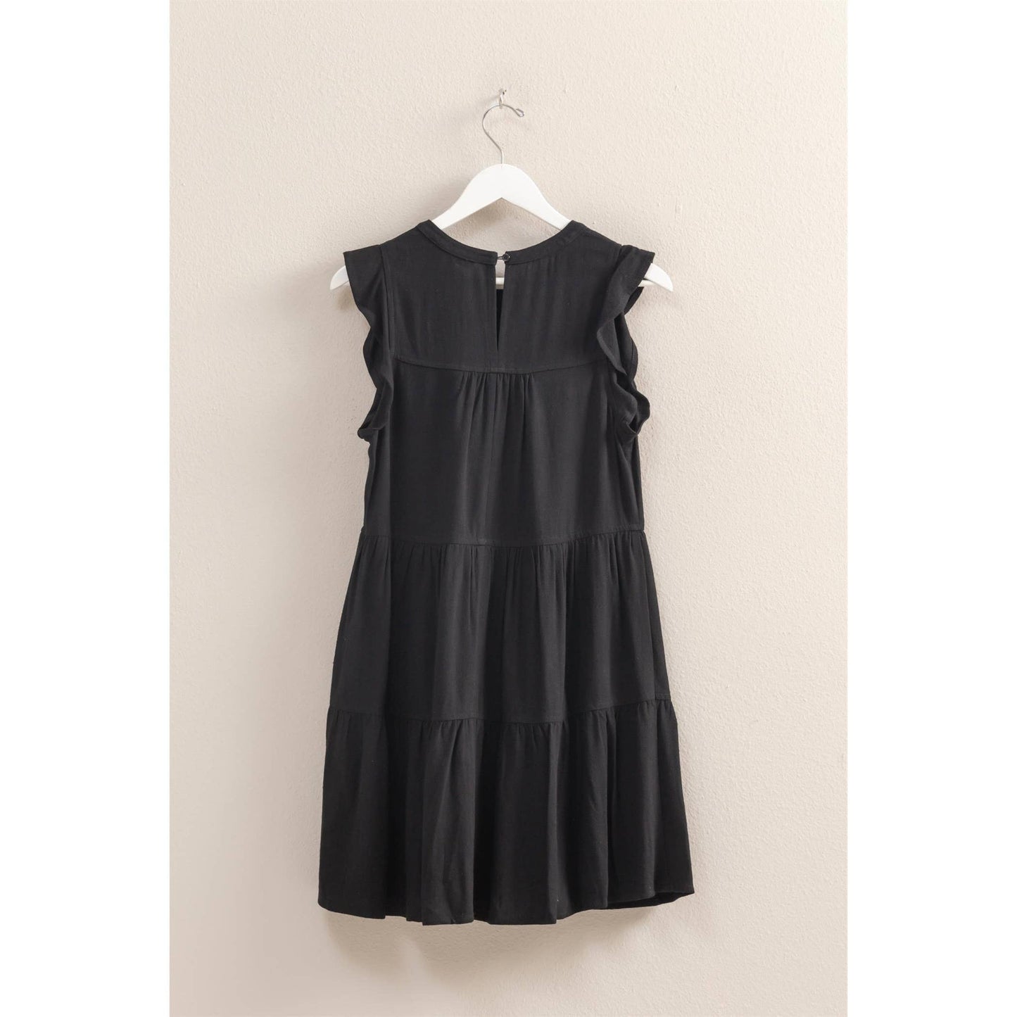 Flutter Sleeve Tiered Skirt Mini Dress