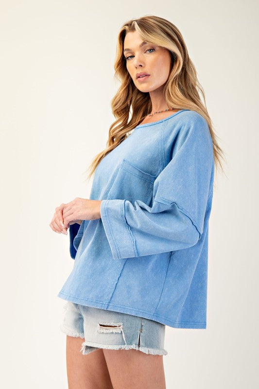 Mineral Washed Cotton Jersey Boxy Top