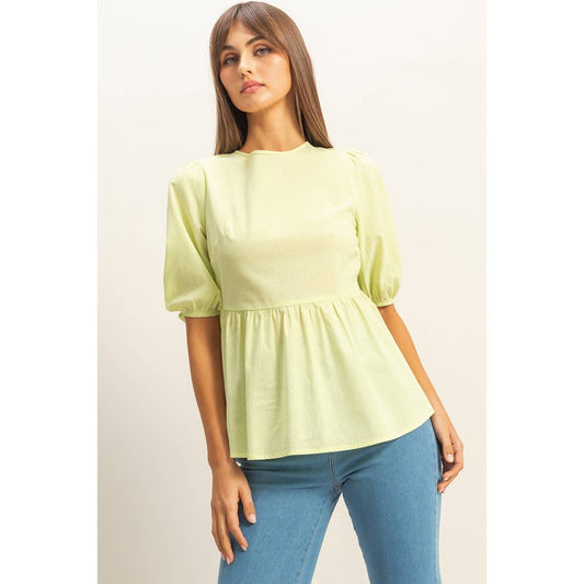 Puff Sleeve Open Back Top