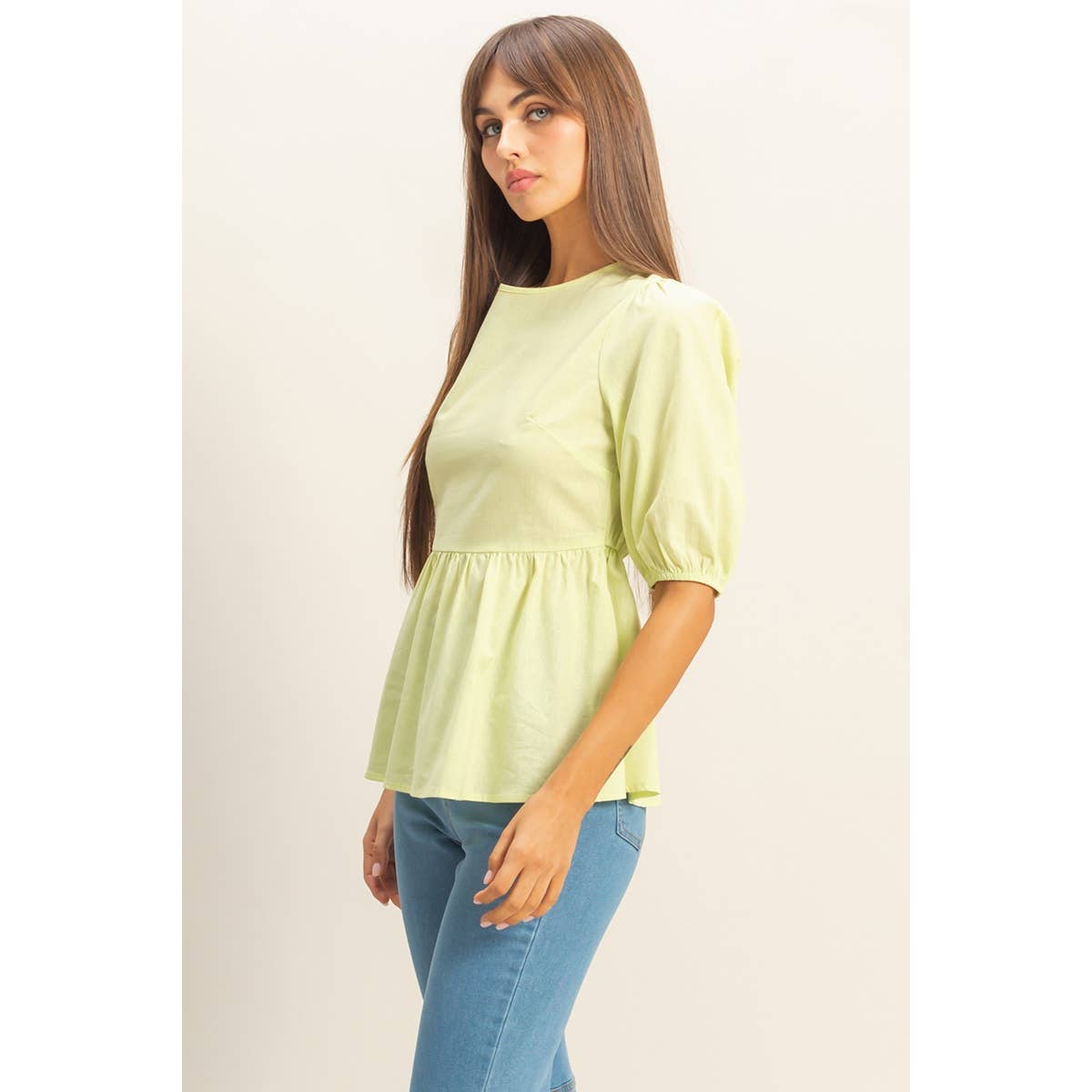 Puff Sleeve Open Back Top