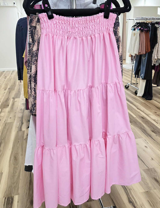 Smock Waist Tiered Maxi Skirt