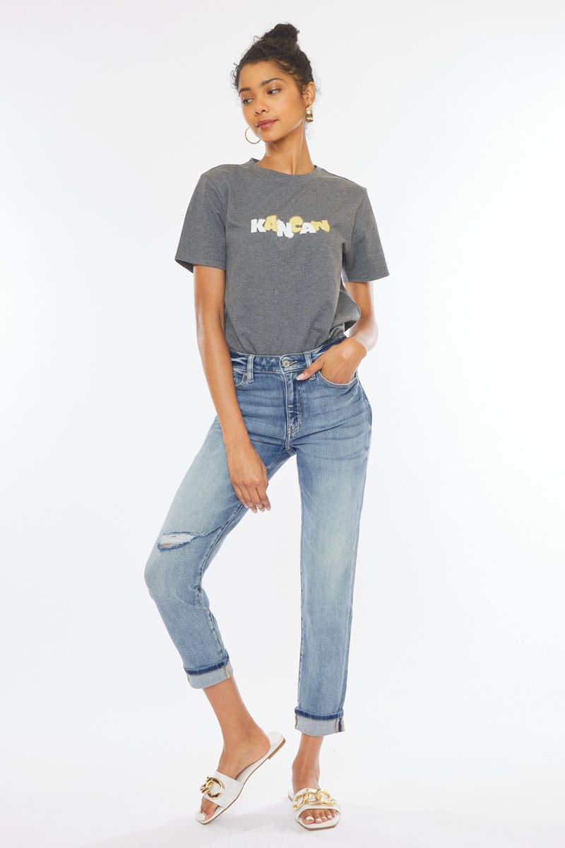 KanCan HIgh Rise Cuffed Mom Jeans