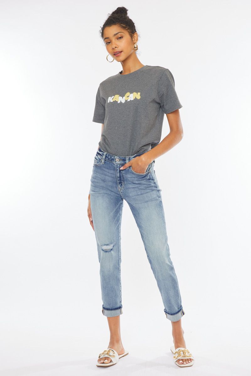 KanCan HIgh Rise Cuffed Mom Jeans