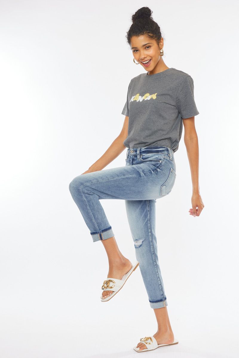 KanCan HIgh Rise Cuffed Mom Jeans