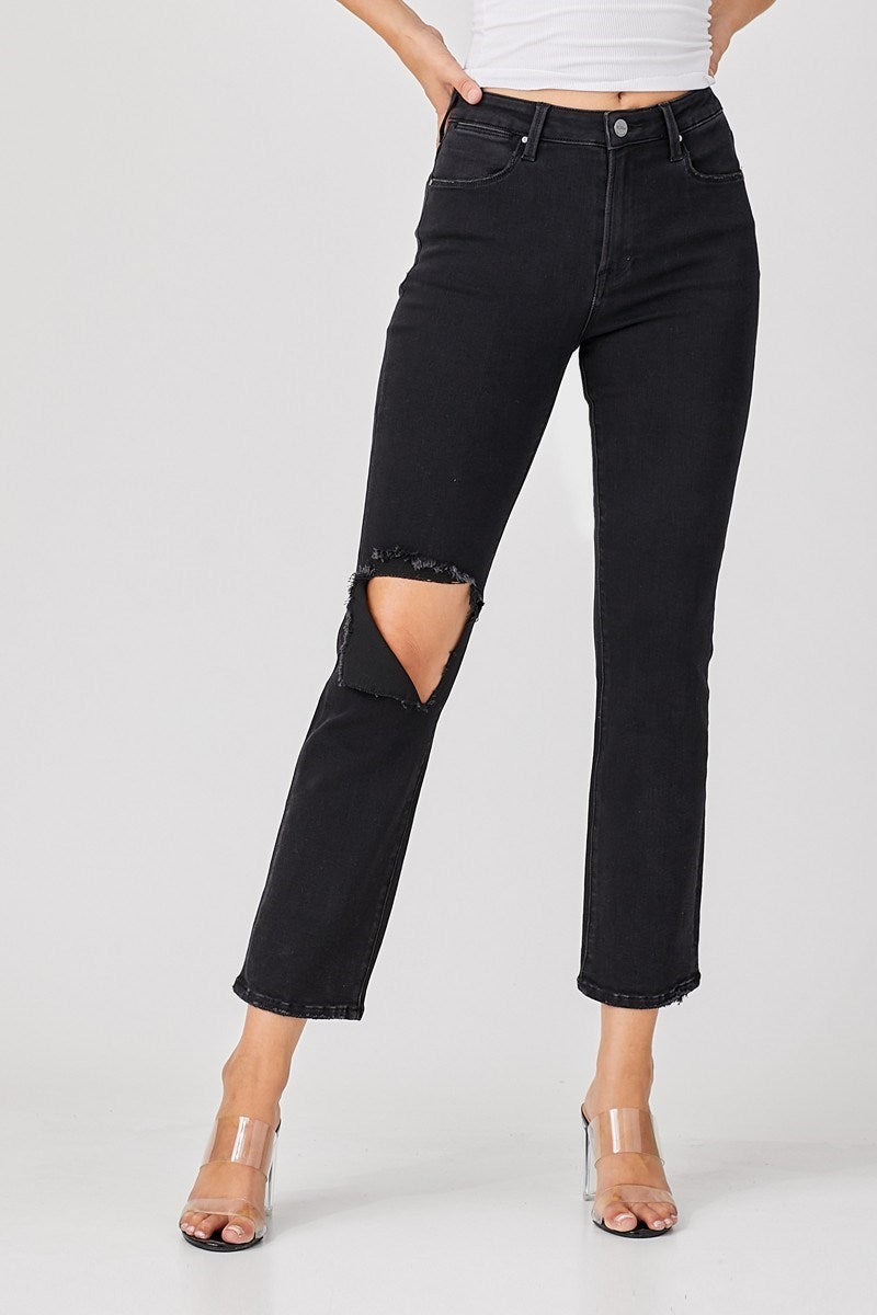 Risen Relaxed Distressed Jeans- Black