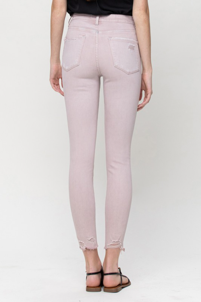 High Rise Crop Skinny Jeans in Peony