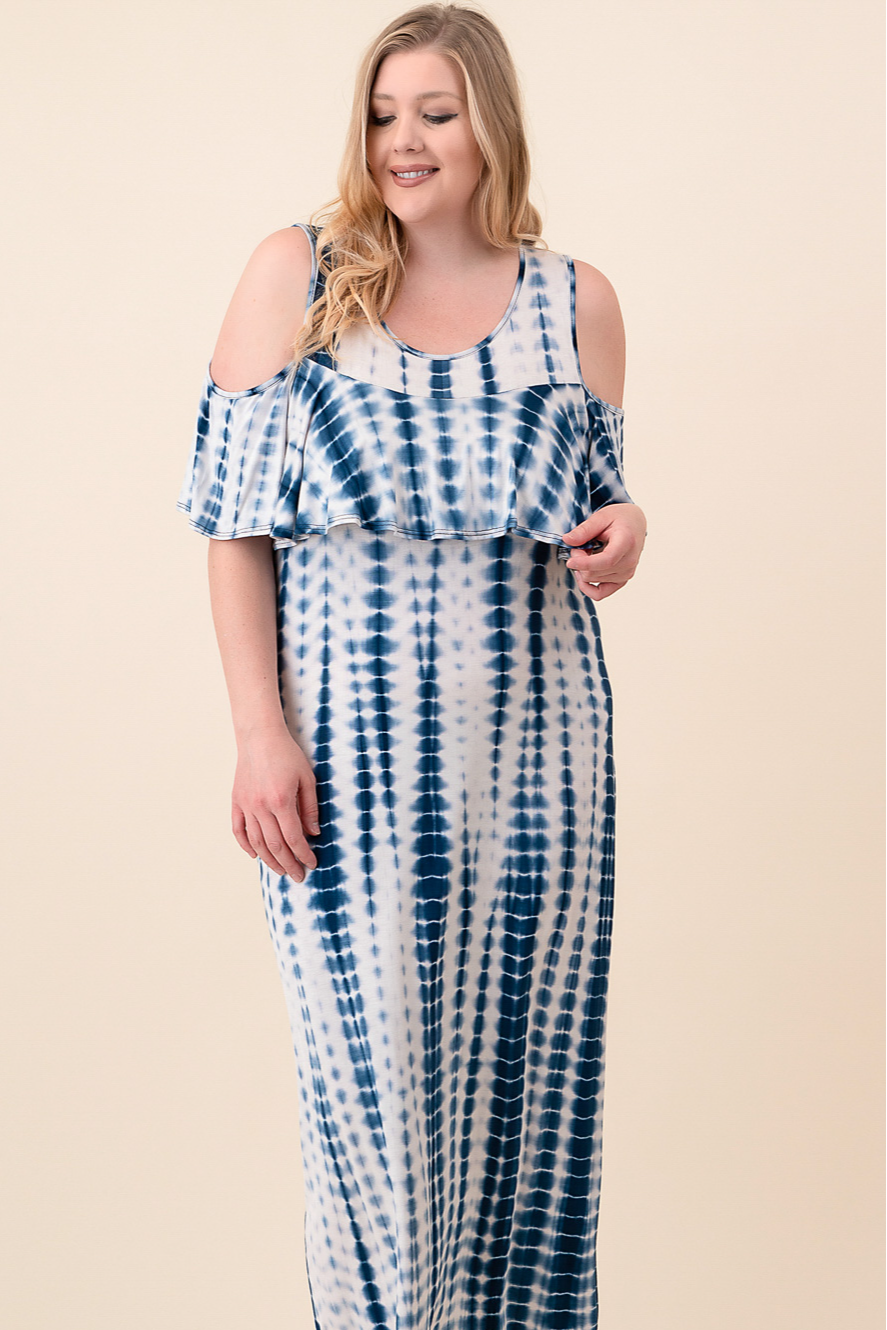 Tie Dye Ruffle Maxi Dress Plus